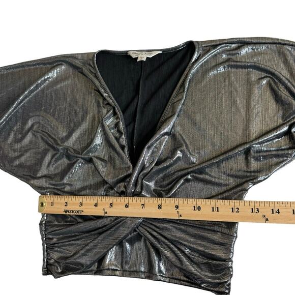 ASOS Miss Selfridge Metallic V-Neck Cropped Top Women’s Size 4 Disco New Years - Picture 4 of 7